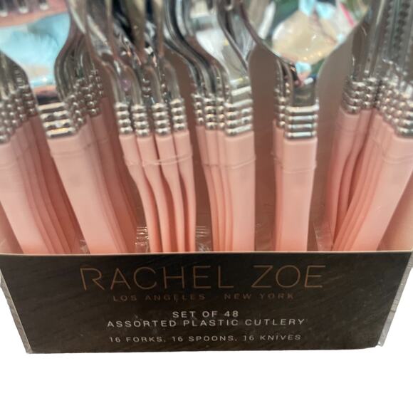 RACHEL ZOE Set of 48 Posh PINK Assorted Disposable Plastic Cutlery NEW - Picture 2 of 9